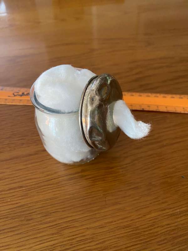 Solid Silver vanity jar lid and bottle